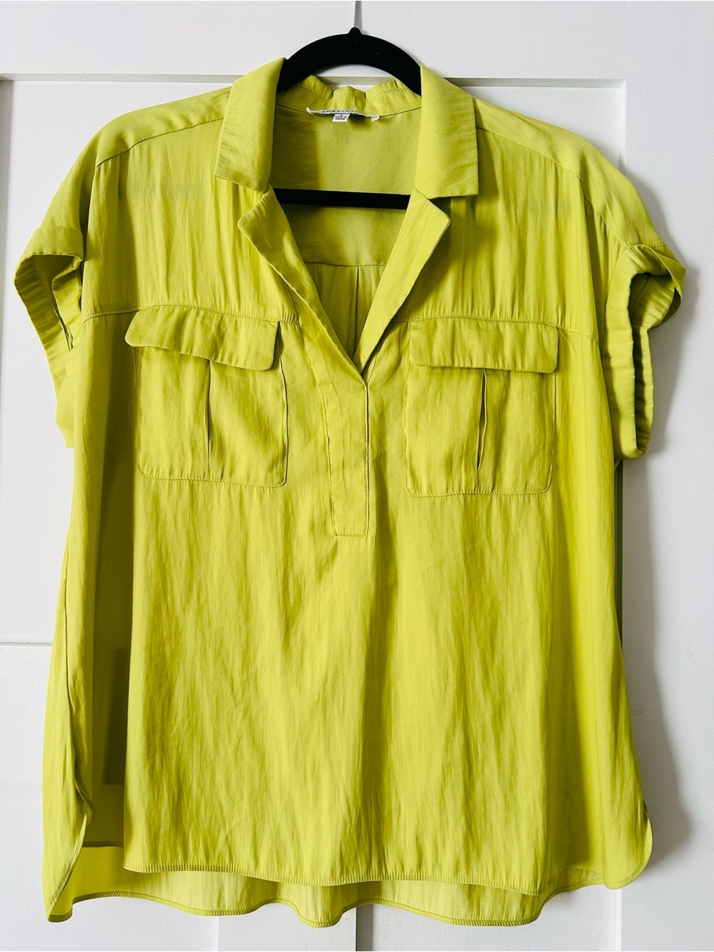 Rose & Olive Bright Lime Short Sleeve Utility Blouse